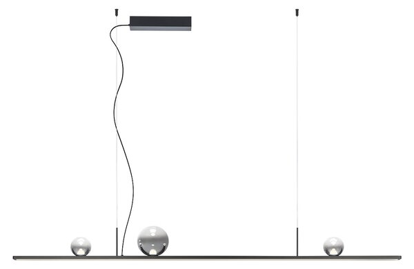 Redo Závěsné LED lineární svítidlo DUNE, 48W, š. 150 cm, CRI90, stmívatelné Barva: Černá-kouřové sklo, Barva světla: 2700K