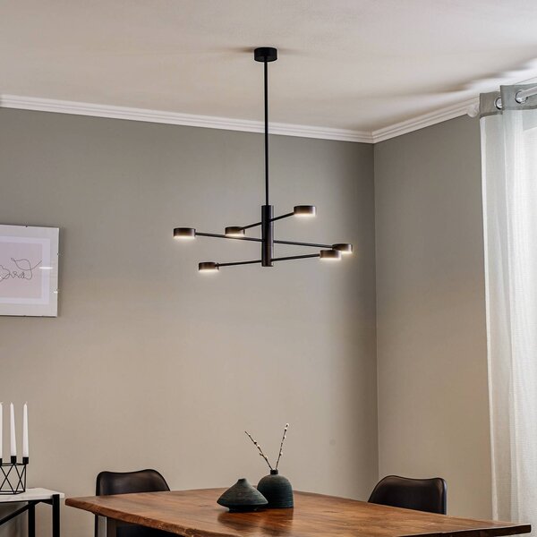 Nowodvorski Lighting Stropní světlo Orbit VI, černé, šestilampové, stmívatelný, Černá, Obývací pokoj / jídelna, kov, Moderní