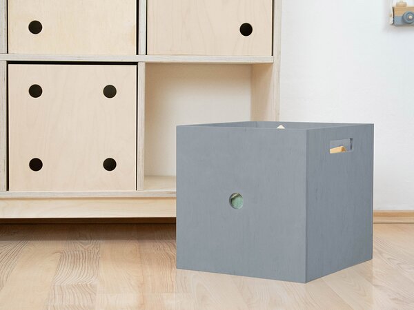Dřevěný úložný box DICE s čísly ve stylu hrací kostky - Tmavě šedá, Zvolte variantu: Jednička