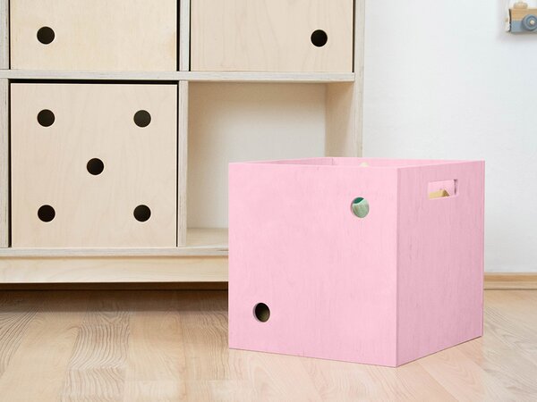 Dřevěný úložný box DICE s čísly ve stylu hrací kostky - Růžová, Zvolte variantu: Dvojka