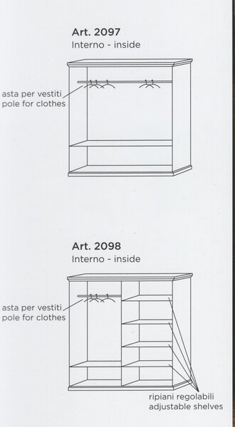 Šatní skříň 2 dv. 2 zás.art.2098NA
