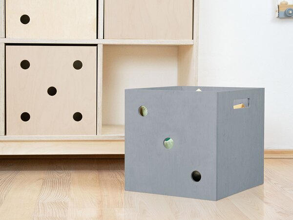 Dřevěný úložný box DICE s čísly ve stylu hrací kostky - Tmavě šedá, Zvolte variantu: Trojka