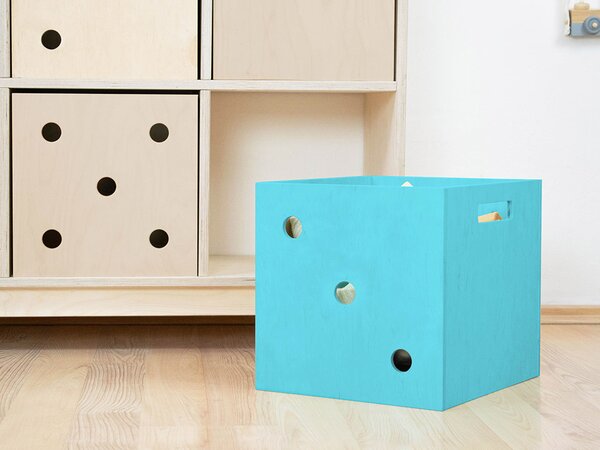 Dřevěný úložný box DICE s čísly ve stylu hrací kostky - Tyrkysová, Zvolte variantu: Trojka