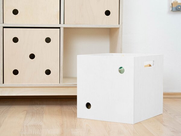 Dřevěný úložný box DICE s čísly ve stylu hrací kostky - Bílá, Zvolte variantu: Dvojka