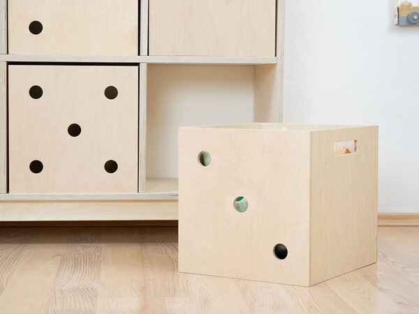 Dřevěný úložný box DICE s čísly ve stylu hrací kostky - Nelakovaná, Zvolte variantu: Trojka
