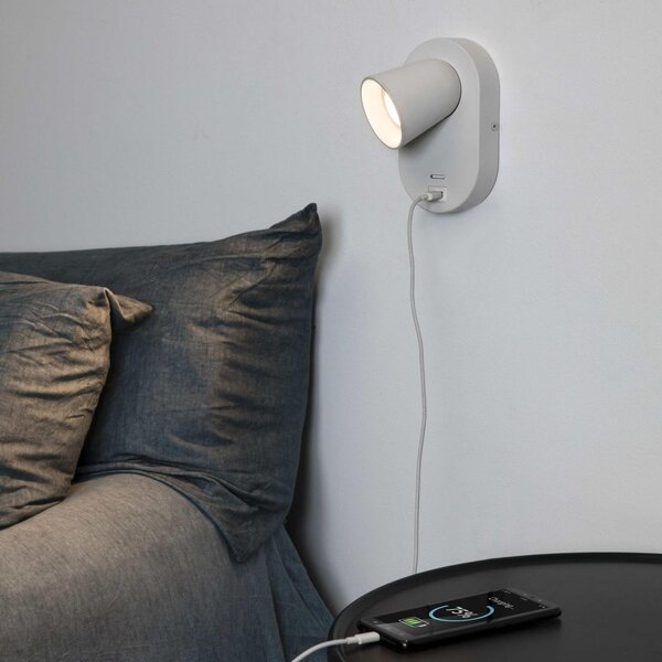 CORB bílá nástěnná lampa GU10+USB - FARO