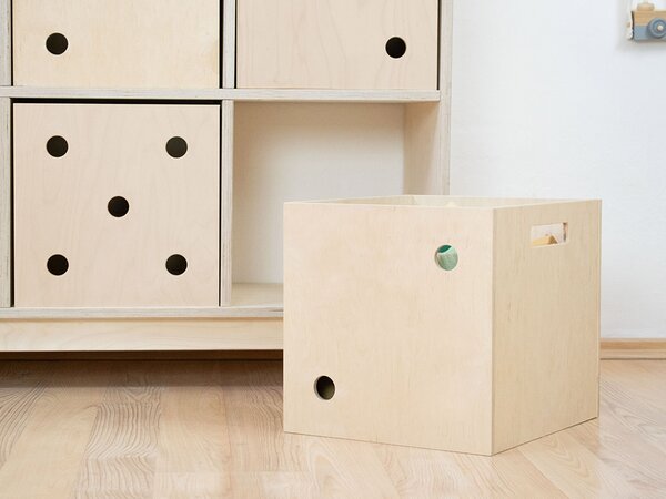Dřevěný úložný box DICE s čísly ve stylu hrací kostky - Nelakovaná, Zvolte variantu: Dvojka