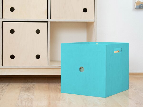Dřevěný úložný box DICE s čísly ve stylu hrací kostky - Tyrkysová, Zvolte variantu: Jednička