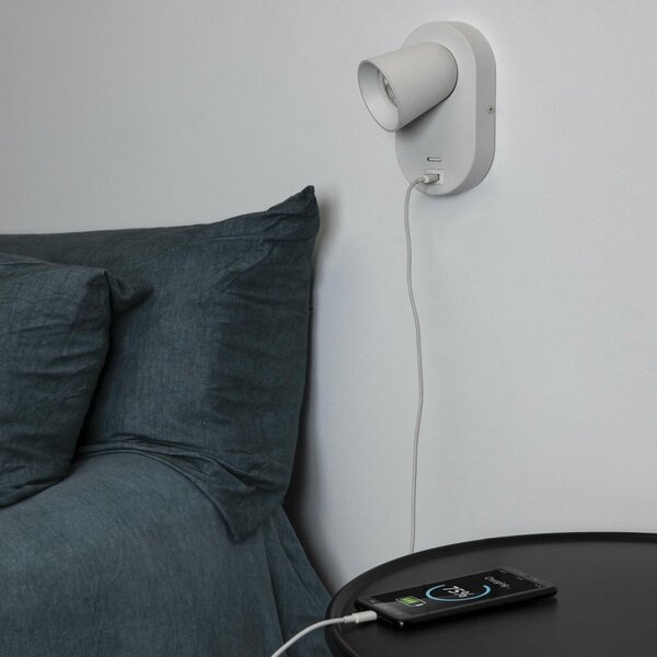 CORB bílá nástěnná lampa GU10+USB - FARO