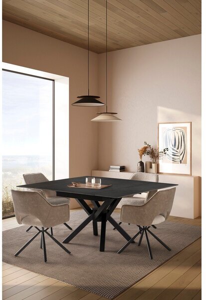Rozkládací jídelní stůl s přídavnou deskou s deskou z kamene 90x150 cm Arlene – Marckeric