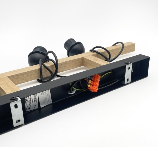 Lustr na lanku LEANDRA 3xE27/15W/230V dub/černá