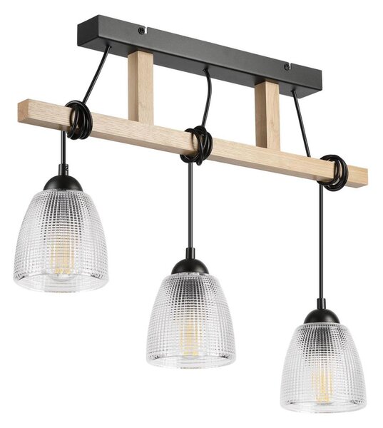 Lustr na lanku LEANDRA 3xE27/15W/230V dub/černá
