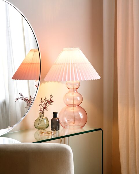 Stolní lampa SENGWA Sklo Růžová