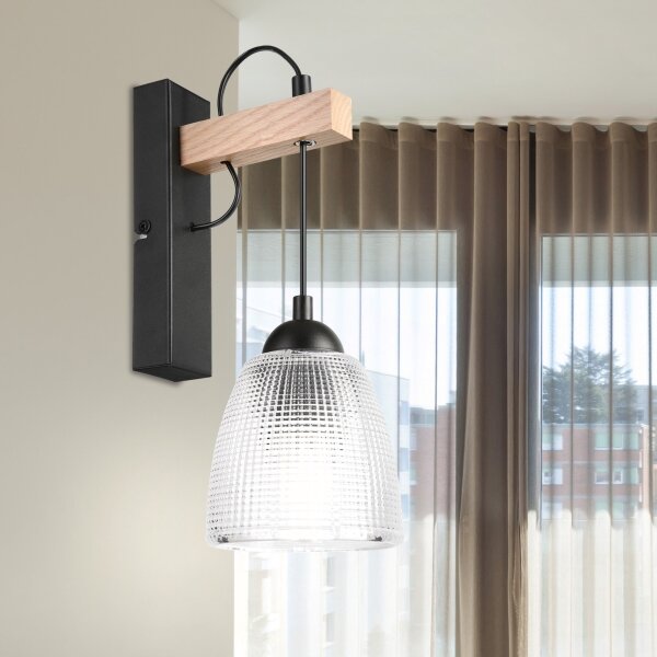Nástěnná lampa LEANDRA 1xE27/15W/230V dub/černá
