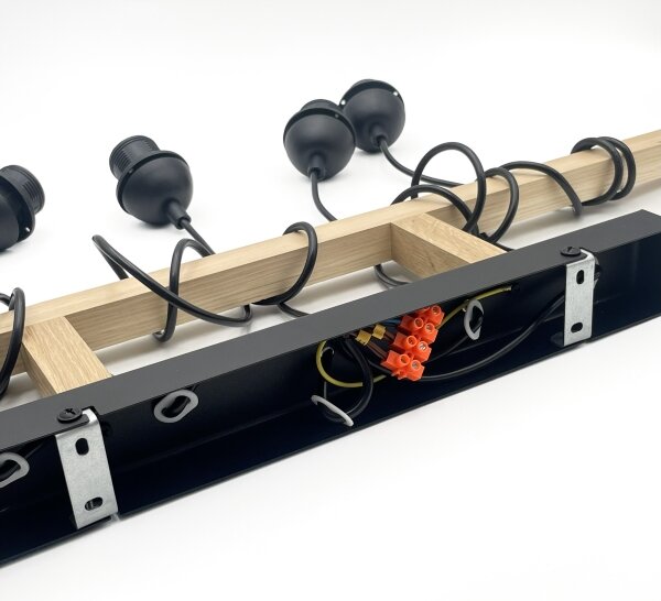 Lustr na lanku LEANDRA 5xE27/15W/230V dub/černá