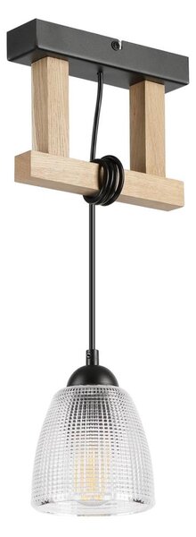 Lustr na lanku LEANDRA 1xE27/15W/230V dub/černá