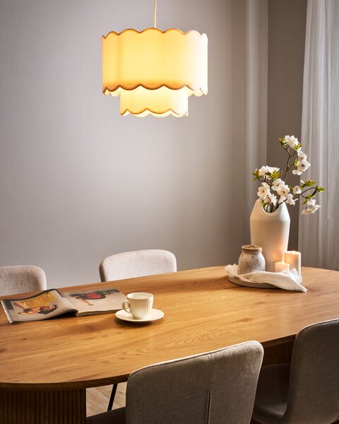 Závěsná lampa MECUMBURA Kov Bílá/Béžová