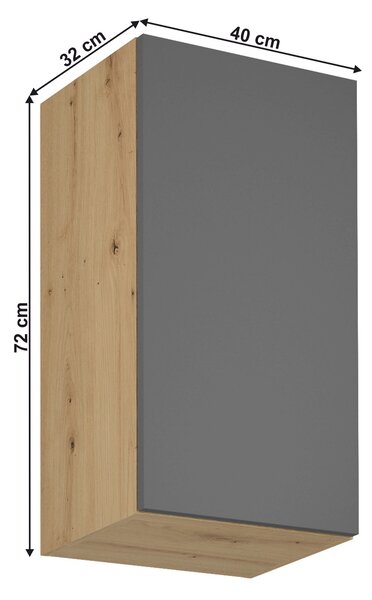 KONDELA Horní skříňka, dub artisan/šedý mat, univerzální, LANGEN G40
