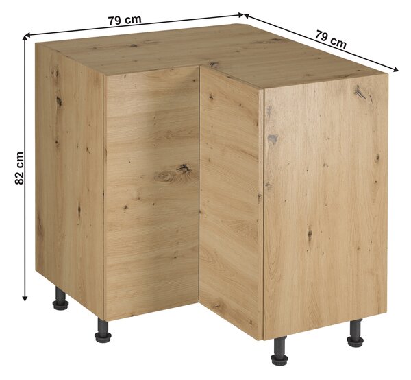KONDELA Rohová spodní skříňka, dub artisan, LANGEN D90N