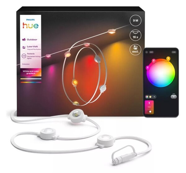 Philips - LED RGBW Prodlužovací stmív. venk. řetěz Hue FESTAVIA 16xLED 9m IP65
