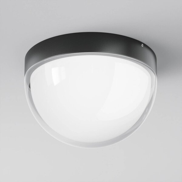 Maytoni LED venkovní stropní svítidlo Mon, grafit, Ø 18 cm, IP65, 3 000 K, Černá, Hliník, Moderní