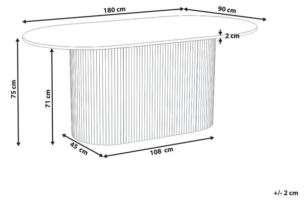 Jídelní stůl LUNNIN Světlý dub 90 cm 180 cm