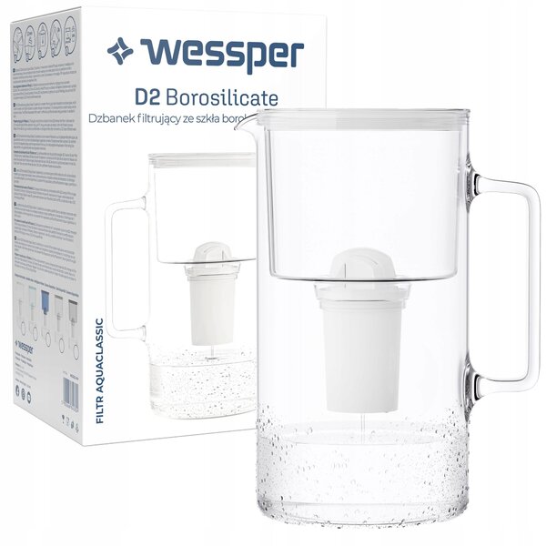 Skleněná filtrační konvice Wessper D2 Borosilicate AquaClassic, 3,0 l