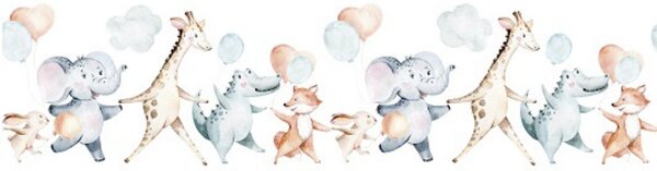 Dětská nástěnná bordura akvarelové BALONY - Bílá