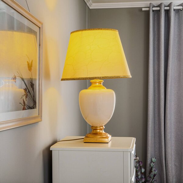 ONLI Stolní lampa Mozart v barvě slonová kost/zlato, Krémová / jantar, Obývací pokoj / jídelna, Keramika, Starožitný