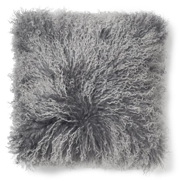 Skinnwille Home Collection Polštář Silvertop, tibetská kožešina, šedá, 40x40 cm