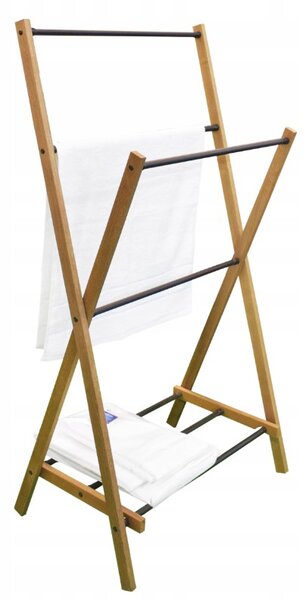 Erga Aurora, dřevěný věšák na ručníky 57,5x35x103 cm na postavení, hnědá-černá, ERG-SEP-10STOREAURDSM