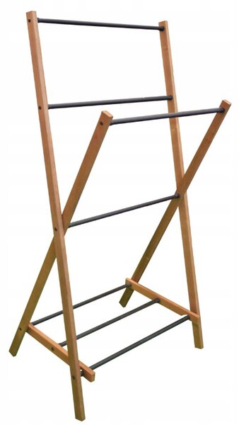 Erga Aurora, dřevěný věšák na ručníky 57,5x35x103 cm na postavení, hnědá-černá, ERG-SEP-10STOREAURDSM