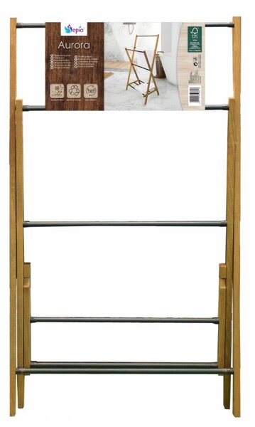 Erga Aurora, dřevěný věšák na ručníky 57,5x35x103 cm na postavení, hnědá-černá, ERG-SEP-10STOREAURDSM