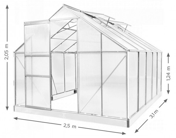 Polykarbonátový skleník G7011-7 2,5 x 3,1 m