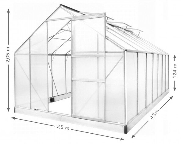 Polykarbonátový skleník G7011-9 2,5 x 4,3 m
