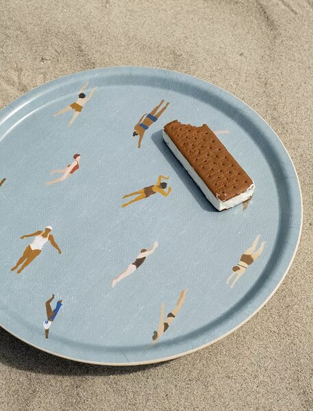 Fine Little Day Kulatý podnos Swimmers Blue - 38 cm FLD204