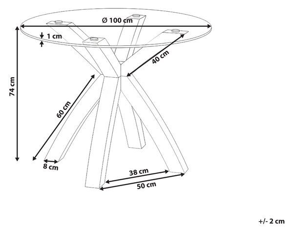 Jídelní stůl YAPP Světle hnědá 100 cm 100 cm Bezpečnostní sklo
