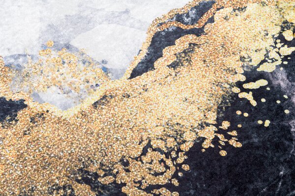 Makro Abra Kusový koberec pratelný TOSCANA 21150 Abstraktní Kámen pogumovaný šedý krémový zlatý Rozměr: 80x150 cm