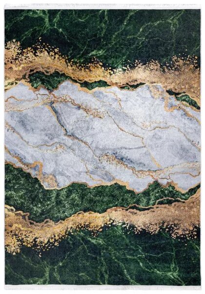 Makro Abra Kusový koberec pratelný TOSCANA 21151 Abstraktní Mramor pogumovaný zelený krémový Rozměr: 80x150 cm