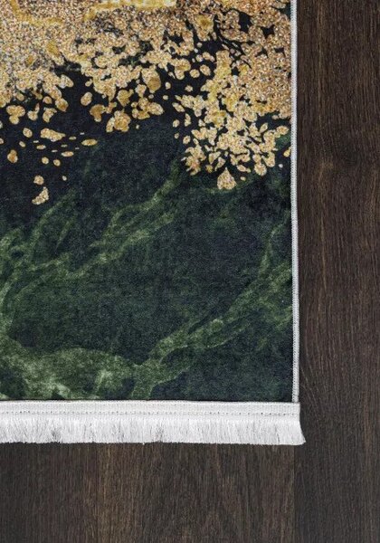 Makro Abra Kusový koberec pratelný TOSCANA 21151 Abstraktní Mramor pogumovaný zelený krémový Rozměr: 80x150 cm