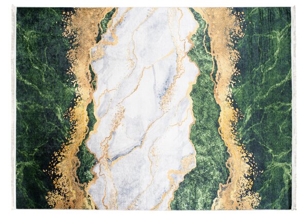 Makro Abra Kusový koberec pratelný TOSCANA 21151 Abstraktní Mramor pogumovaný zelený krémový Rozměr: 80x150 cm