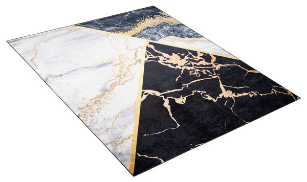 Makro Abra Kusový koberec pratelný TOSCANA 2111 Abstraktní geometrický pogumovaný šedý krémový Rozměr: 80x150 cm