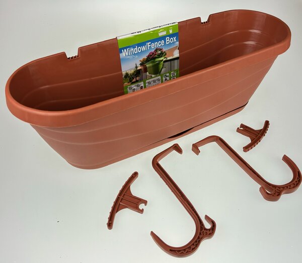 Truhlík plast 50x15x15 cm závěsný mix barev Barva: Hnědá