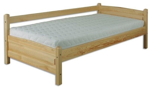 Drewmax LK132 90x200 cm - Dřevěná postel masiv jednolůžko (Kvalitní borovicová postel z masivu)