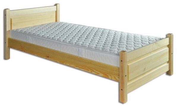 Drewmax LK129 90x200 cm - Dřevěná postel masiv jednolůžko (Kvalitní borovicová postel z masivu)