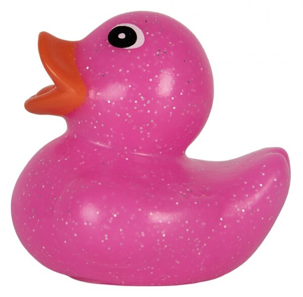 Růžová gumová koupací kachnička s třpytkami Glow Up – 6 cm