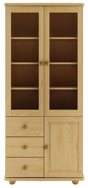 KW116 dřevěná vitrína z masivní borovice Drewmax (Kvalitní nábytek z borovicového masivu)