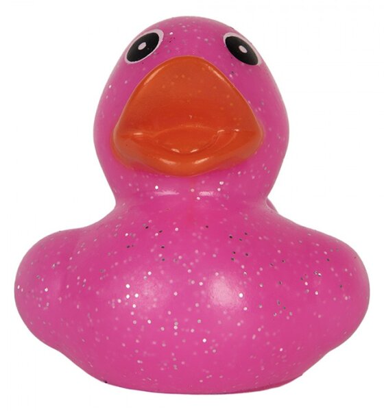 Růžová gumová koupací kachnička s třpytkami Glow Up – 6 cm