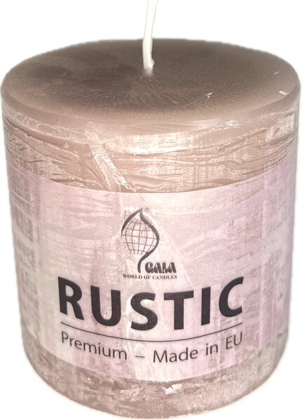 Svíčka válec 8/8 cm rustic sv.šedá