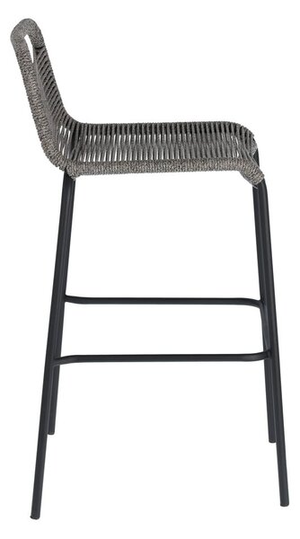 Šedá barová židle s ocelovou konstrukcí Kave Home Glenville, výška 74 cm